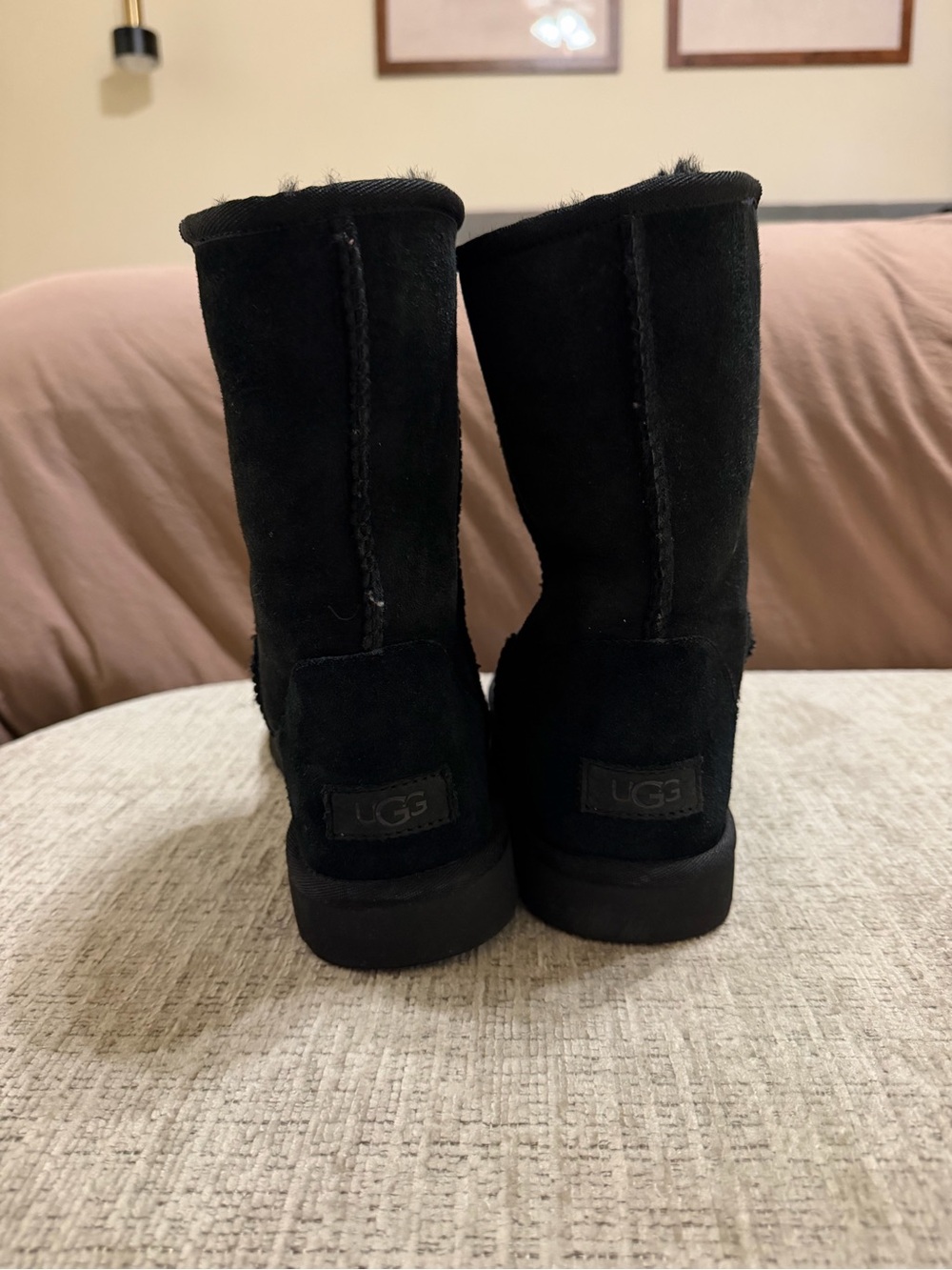 UGG Classic Short Black Suede Winter Boots - Picture 3 of 5